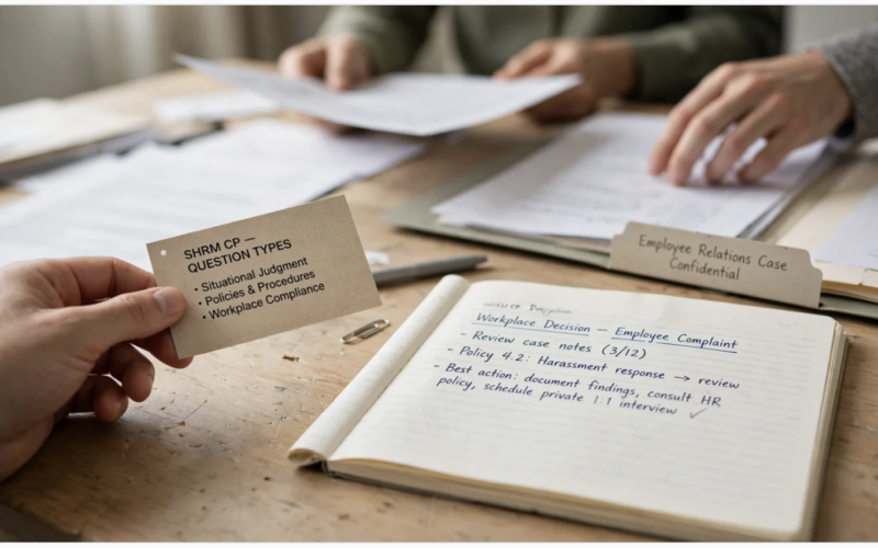 Learn SHRM-CP knowledge, foundational knowledge, and situational-judgment items—and practice switching from recall to best-action reasoning